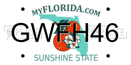 GWFH46 Florida License Plate