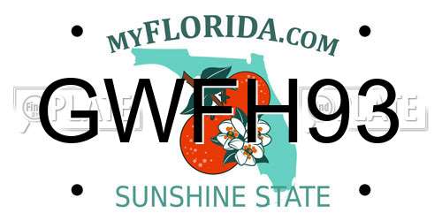 GWFH93 Florida License Plate