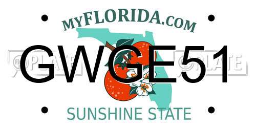 GWGE51 Florida License Plate
