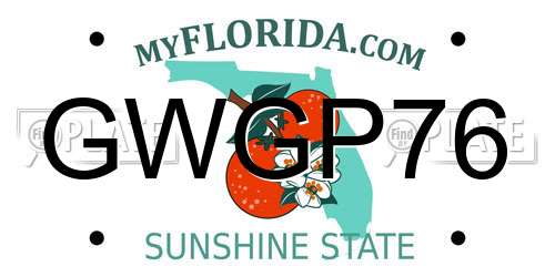 GWGP76 Florida License Plate