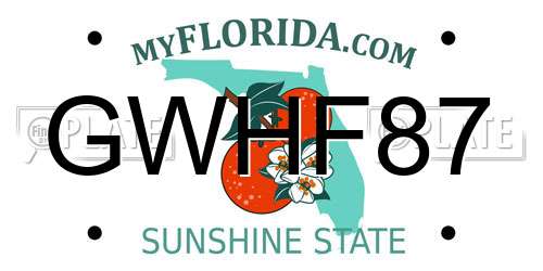 GWHF87 Florida License Plate