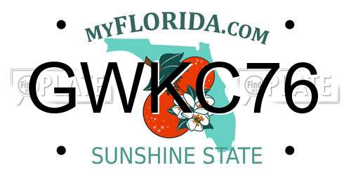 GWKC76 Florida License Plate
