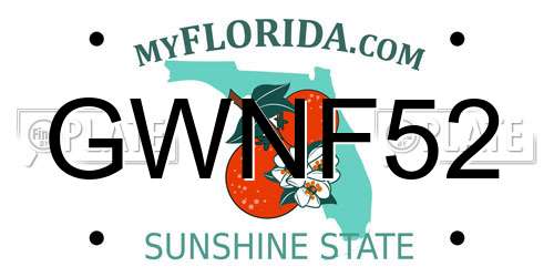 GWNF52 Florida License Plate