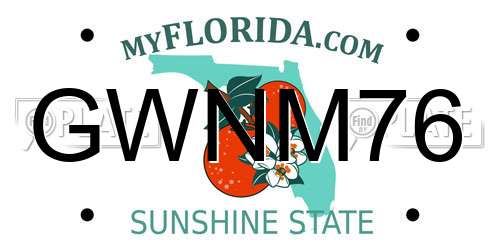 GWNM76 Florida License Plate