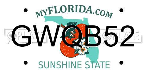 GWQB52 Florida License Plate