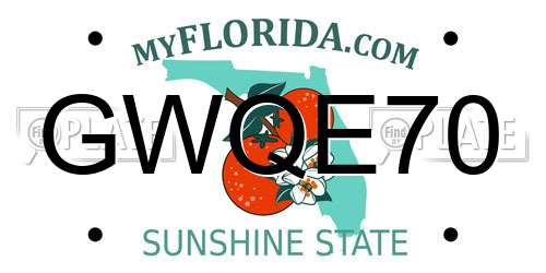 GWQE70 Florida License Plate