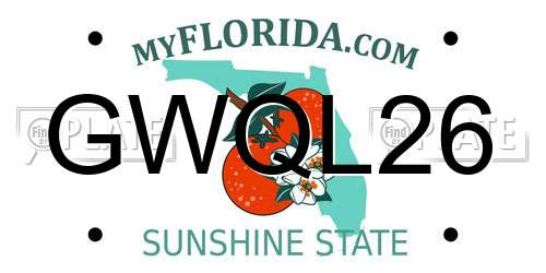 GWQL26 Florida License Plate