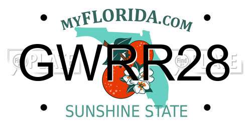 GWRR28 Florida License Plate