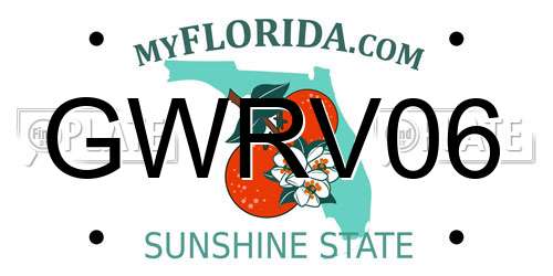 GWRV06 Florida License Plate