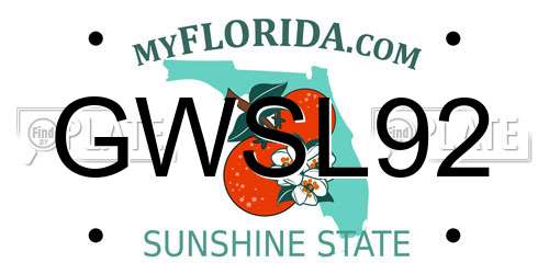 GWSL92 Florida License Plate