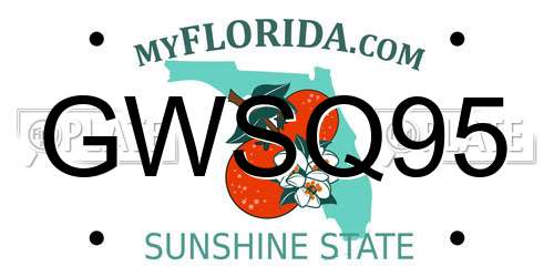 GWSQ95 Florida License Plate
