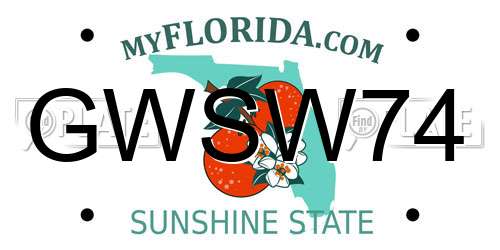 GWSW74 Florida License Plate