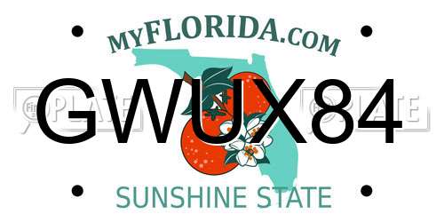 GWUX84 Florida License Plate
