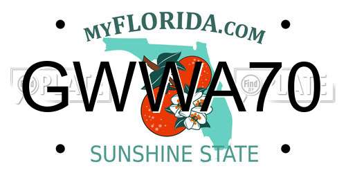 GWWA70 Florida License Plate