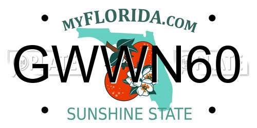GWWN60 Florida License Plate