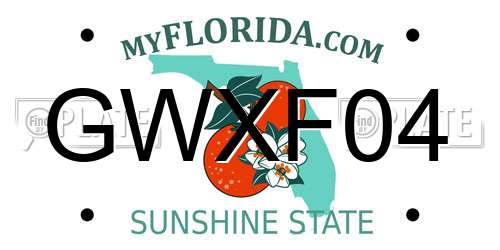 GWXF04 Florida License Plate