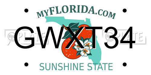 GWXT34 Florida License Plate
