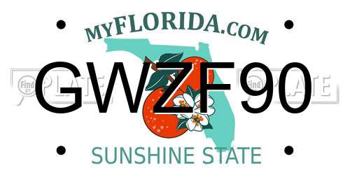 GWZF90 Florida License Plate