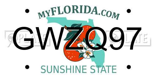 GWZQ97 Florida License Plate