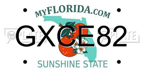 GXCE82 Florida License Plate