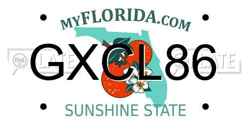 GXCL86 Florida License Plate