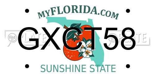 GXCT58 Florida License Plate