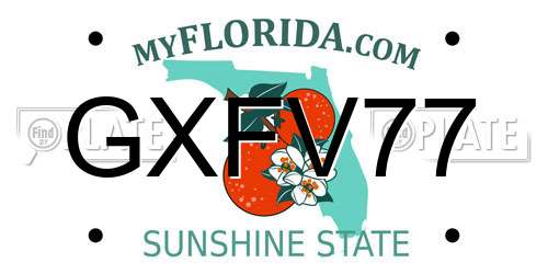 GXFV77 Florida License Plate