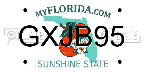 GXJB95 Florida License Plate
