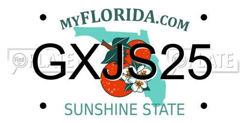 GXJS25 Florida License Plate
