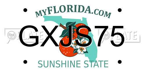 GXJS75 Florida License Plate