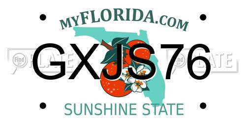 GXJS76 Florida License Plate