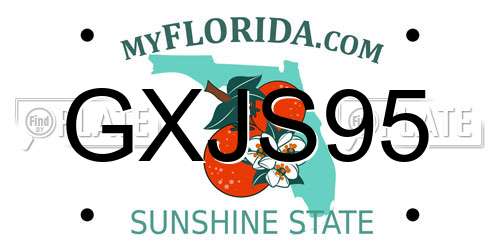 GXJS95 Florida License Plate