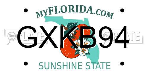 GXKB94 Florida License Plate