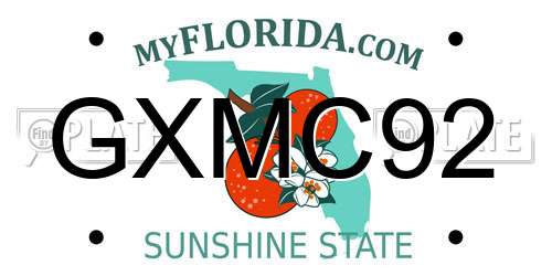 GXMC92 Florida License Plate