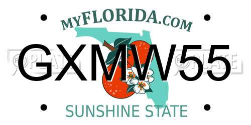GXMW55 Florida License Plate