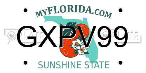 GXPV99 Florida License Plate