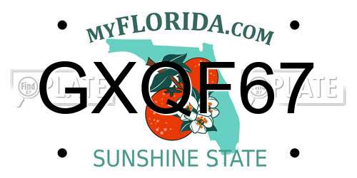GXQF67 Florida License Plate