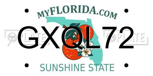 GXQL72 Florida License Plate