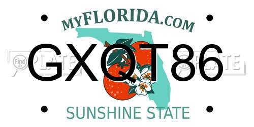 GXQT86 Florida License Plate