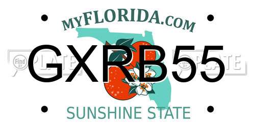 GXRB55 Florida License Plate