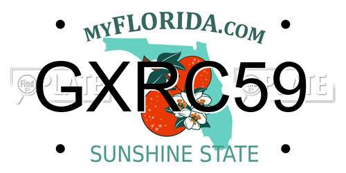 GXRC59 Florida License Plate