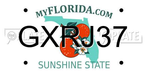 GXRJ37 Florida License Plate