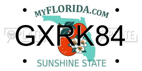GXRK84 Florida License Plate