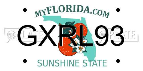 GXRL93 Florida License Plate