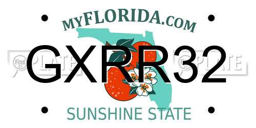 GXRR32 Florida License Plate