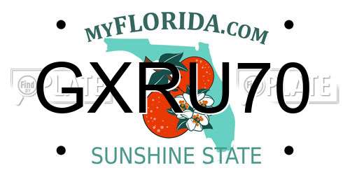 GXRU70 Florida License Plate