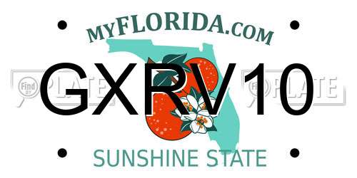 GXRV10 Florida License Plate