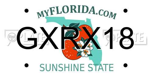 GXRX18 Florida License Plate