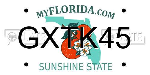 GXTK45 Florida License Plate