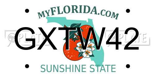 GXTW42 Florida License Plate